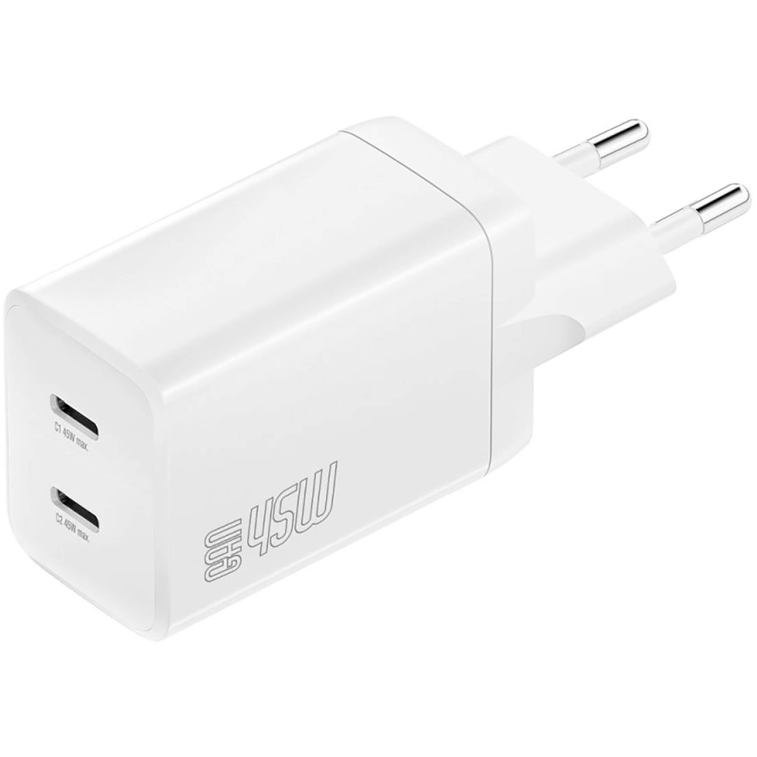 4smarts Wall Charger PDPlug Dual 45 W GaN 2C, fehér (540400)