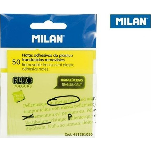 Notas Adhesivas Translúcidas Milan Fluo Amarillo