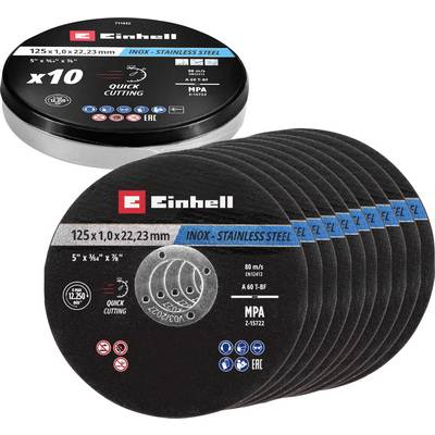 Einhell 711442 Vágótárcsa készlet 125 mm 10 db Fém, Nemesacél, Acél, Lemez