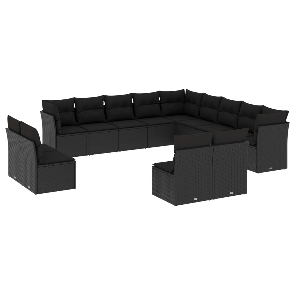 13 részes fekete polyrattan kerti ülőgarnitúra párnákkal (3250324)