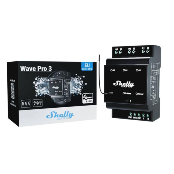 Shelly Relais "Wave" Hutschiene Pro 3 Relais max. 48 A 3 Phasen 3x 16A Z-Wave
