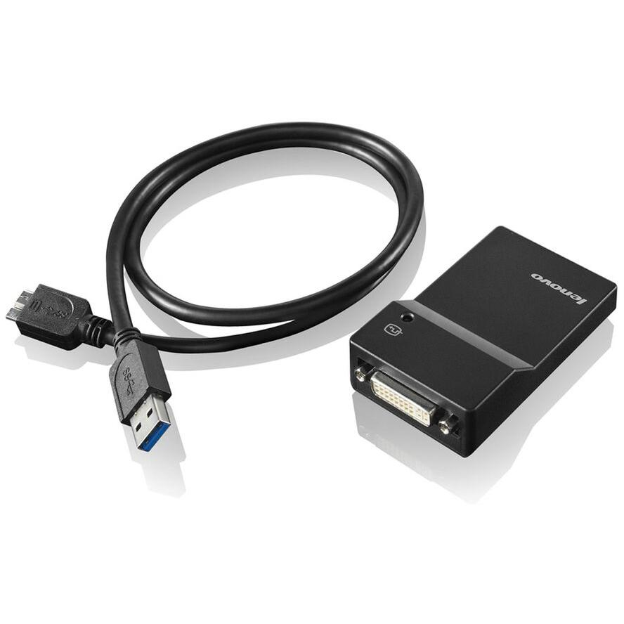 Lenovo USB 3.0 - DVI/VGA video digitalizáló adapter 2048 x 1152 pixelek Fekete (0B47072)