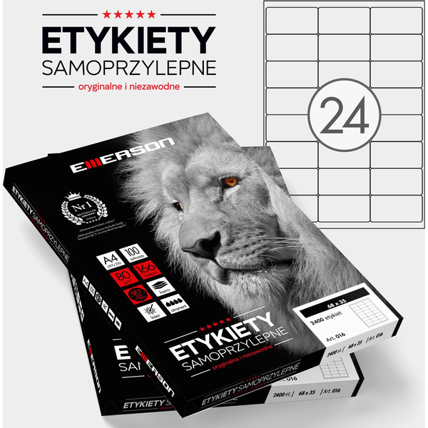  Emerson ETYKIETY 68 X 35.0 MM. 24 SZT/A4 EMERSON UNIWERSALNE