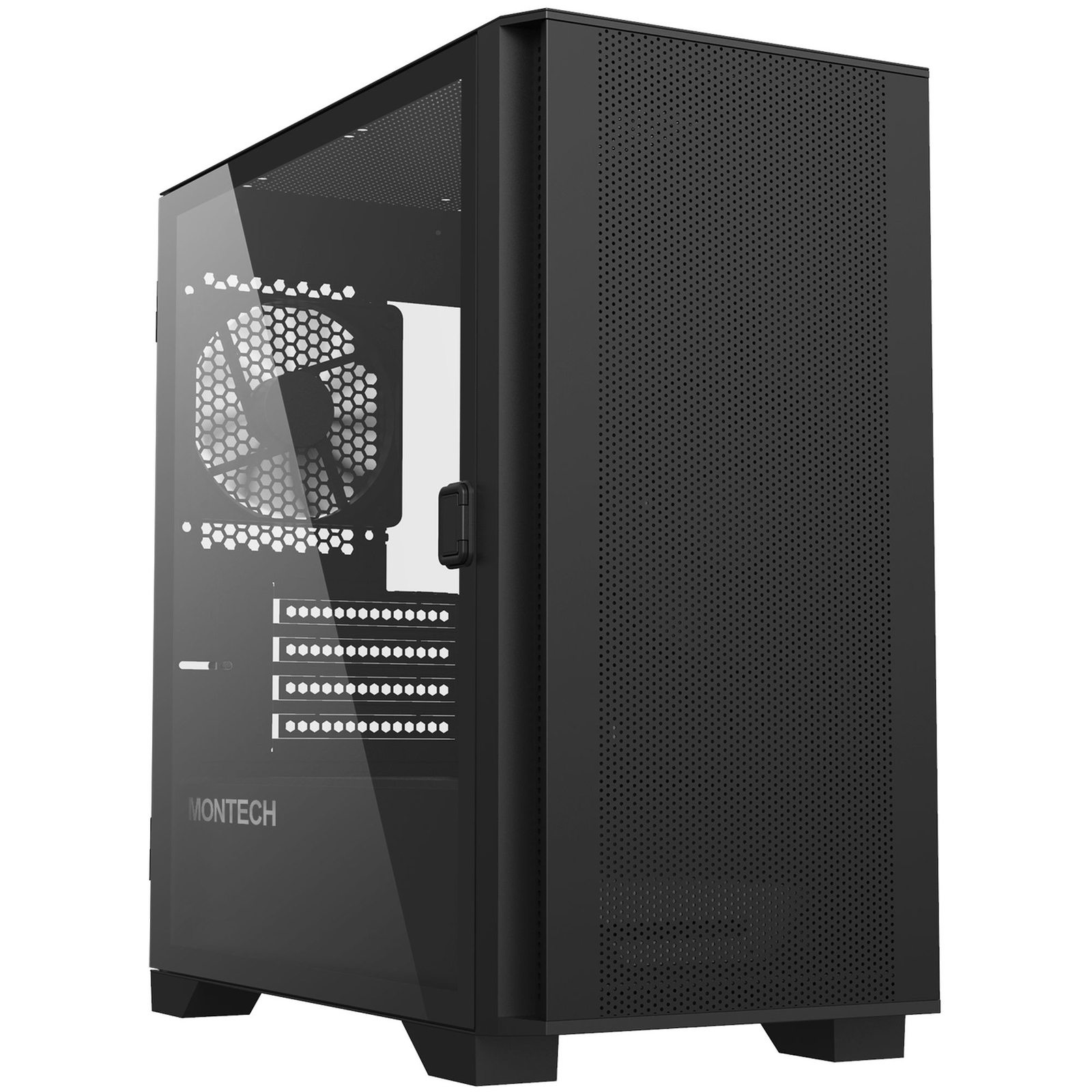 Montech AIR 100 LITE Midi Torony Számítógépház + 2db 120mm ventilátor - Fekete (AIR 100 LITE (B))