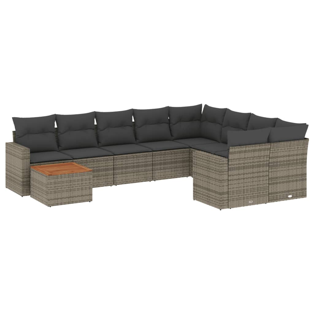 10 részes szürke polyrattan kerti ülőgarnitúra párnákkal (3224289)
