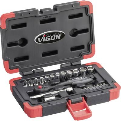 Vigor Dugókulcs készlet Négylap, 1/4 (6,3 mm) 23 részes (V3734N) (V3734N)