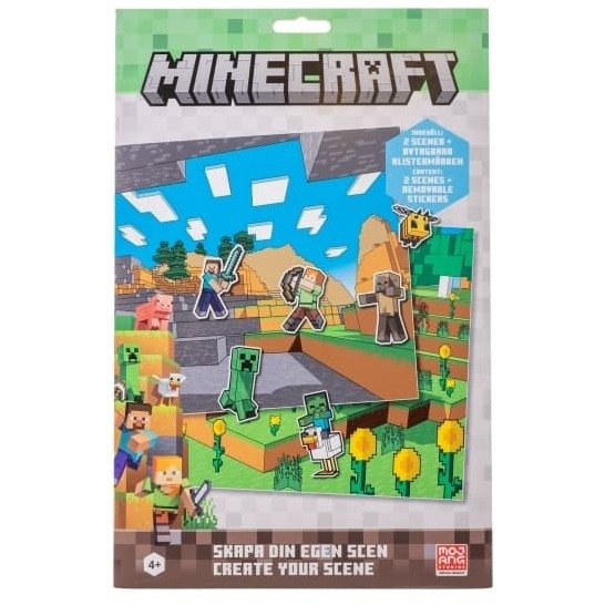 MINECRAFT, Reusable Sticker set - Create your scene - 2 scenes included
