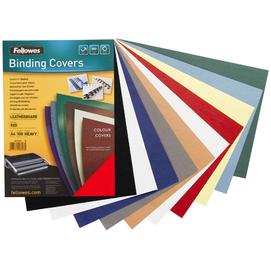 Fellowes spirálappa hátlap A4 piros bőrmintás 100 db (5370305)