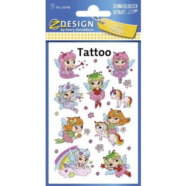 Avery 56768 tündérlányok és unikornisok1 ív tetoválás (469331)