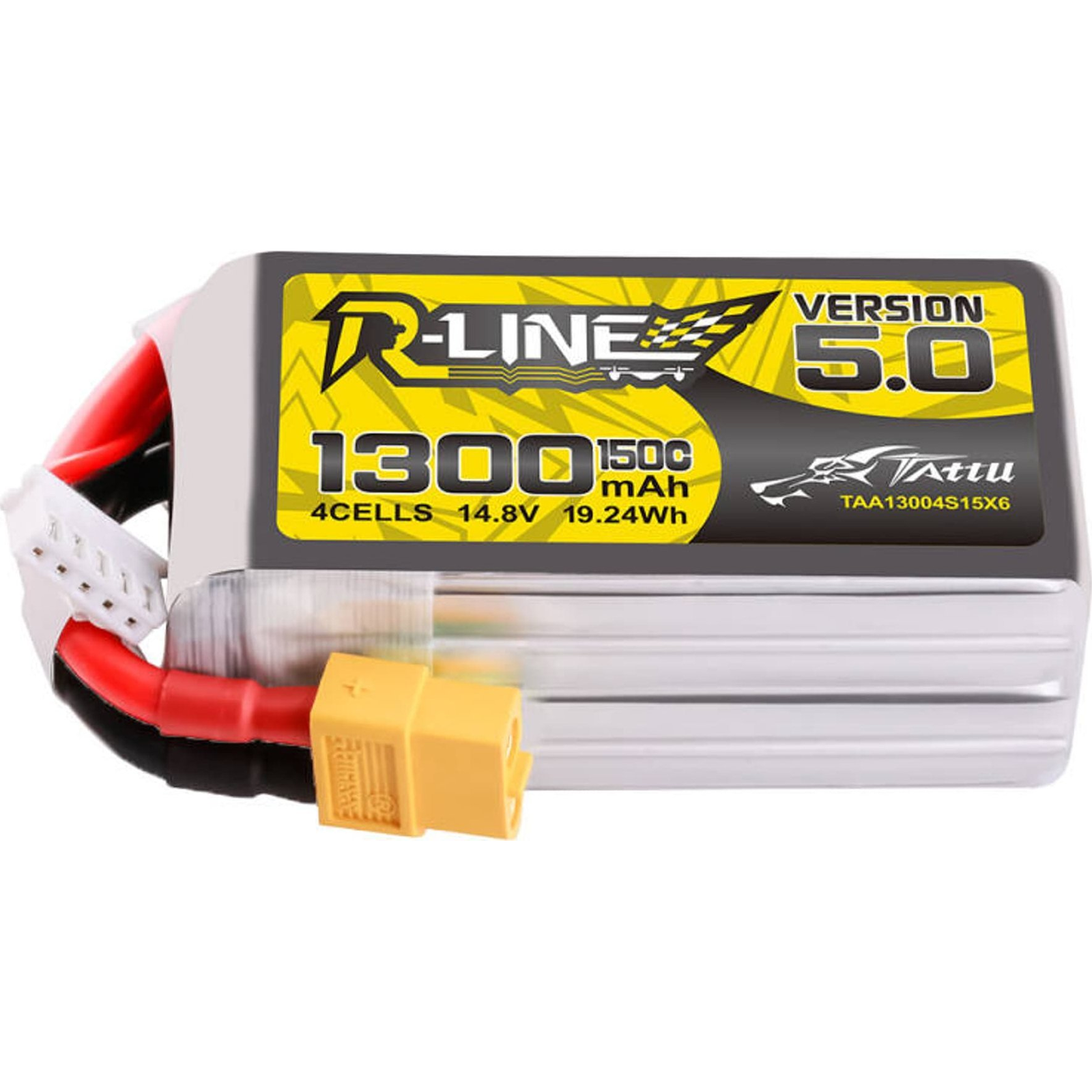 Tattu R-Line Version 5.0 1300mAh 14.8V 150C 4S1P Lipo Battery Pack with XT60 Plug (TAA13004S15X6)