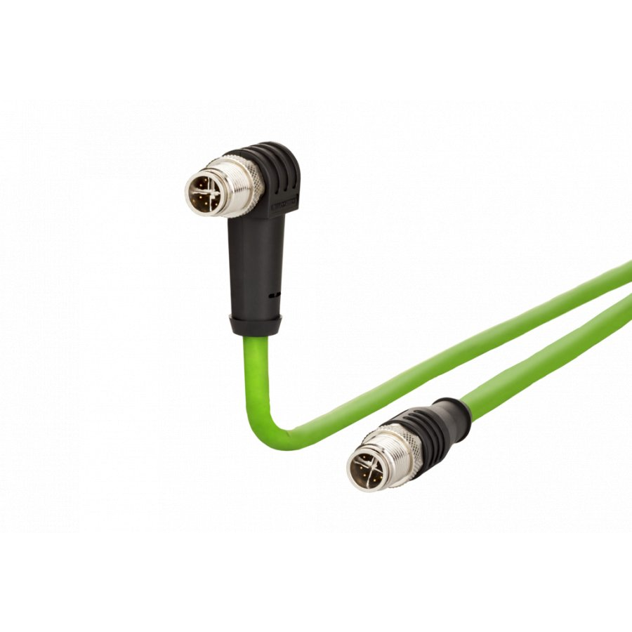 Metz Connect 142M2X1B050 M12 Hálózati kábel, patchkábel CAT 6A S/FTP 5.00 m Zöld PUR köpeny, Saválló, Ózonálló, UV álló, Energialáncba alkalmas, (21.16.8848)