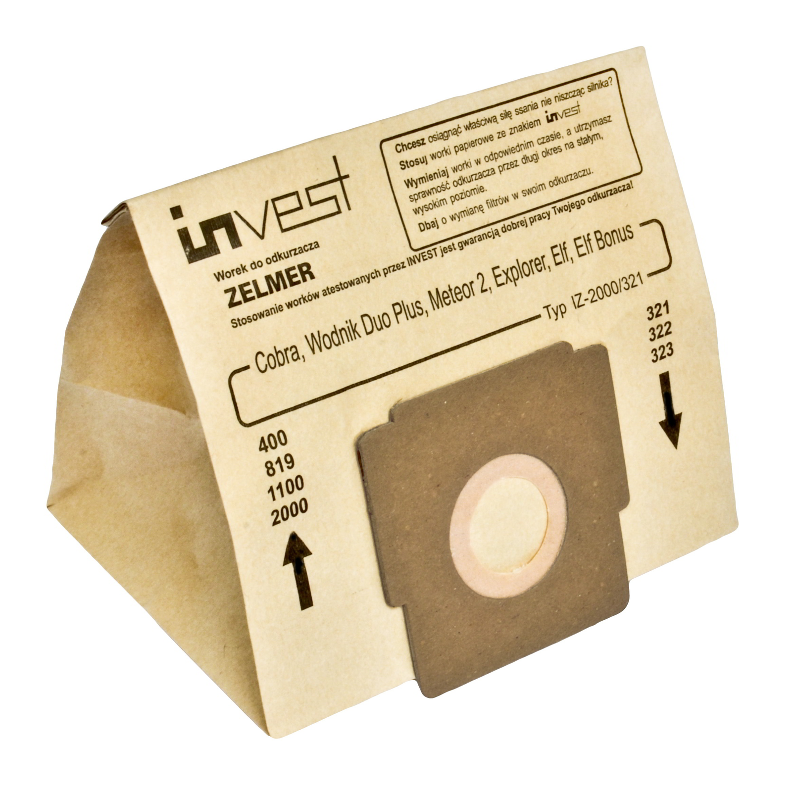 Zelmer 321-322 Flip Porzsák szűrővel (5 db / csomag) (Z-321)