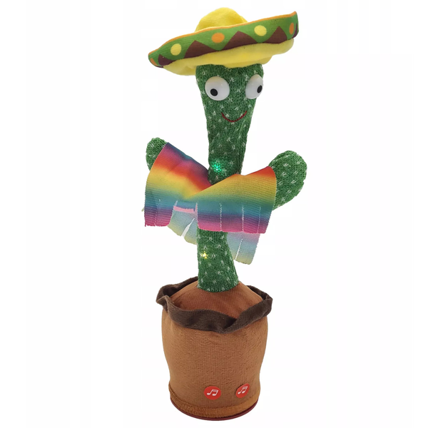 Extralink Toys Táncoló és Éneklő Kaktusz Játék Szombreróval, LED-del, USB-csatlakozással Gyerekeknek