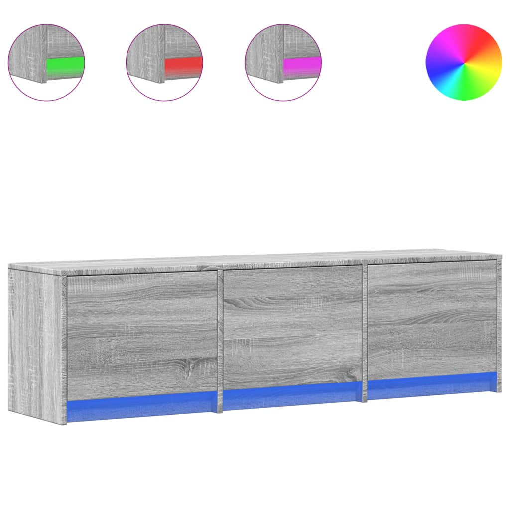 szürke sonoma színű szerelt fa LED-es TV-szekrény 140x34x40 cm (852248)