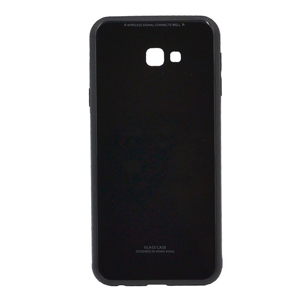 Műanyag telefonvédő (közepesen ütésálló, üveg hátlap) FEKETE [Samsung Galaxy J4 Plus (SM-J415F)] (5996457809912)