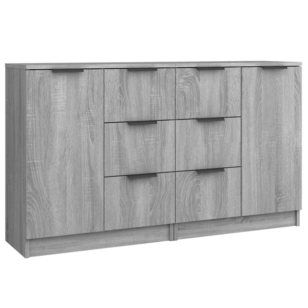 Servante, 2 buc., gri sonoma, 60x30x70 cm, lemn prelucrat