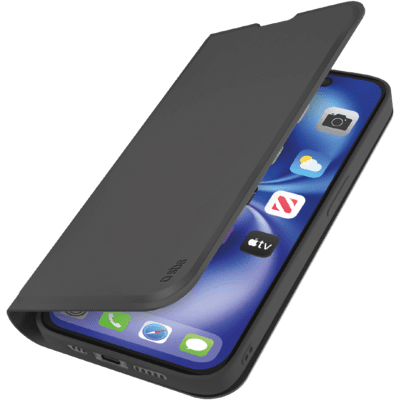 SBS Apple iPhone 16e Műbőr Flip Telefontok - Fekete (TEWALIPSE25K)