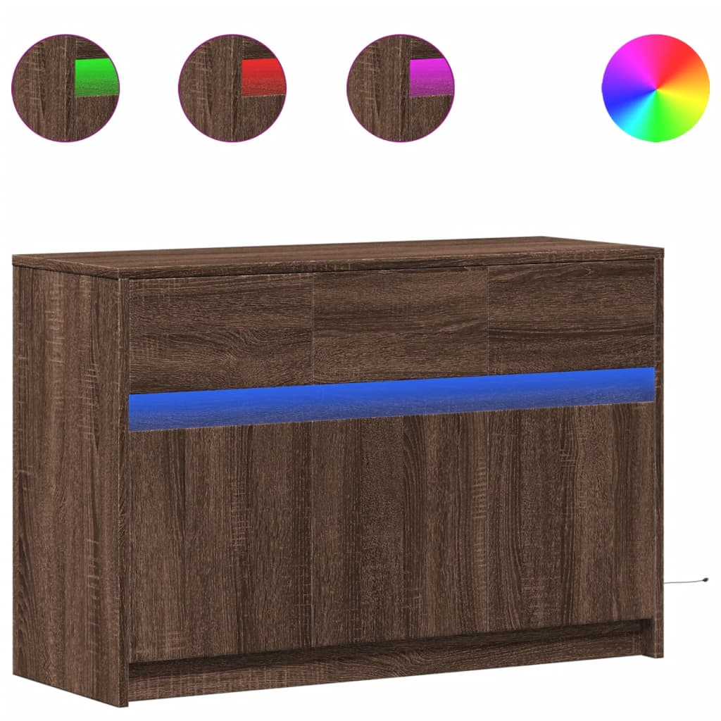barna tölgy színű szerelt fa LED-es TV-szekrény 91x34x61 cm (852186)