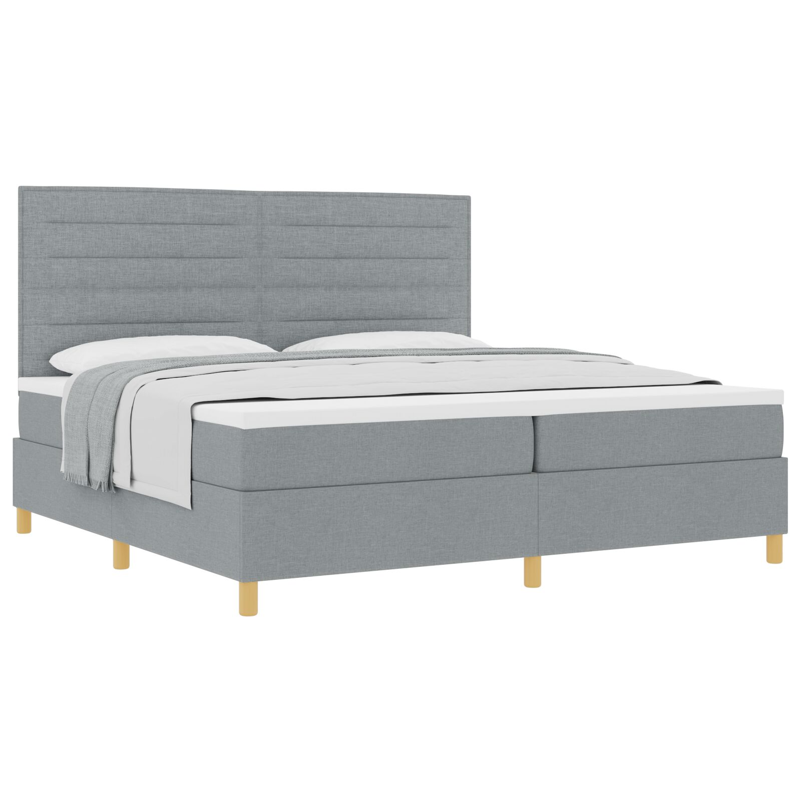 Boxspring Ágy Matrac Könnyű Szürke 200x200 cm Szövet (3339567)
