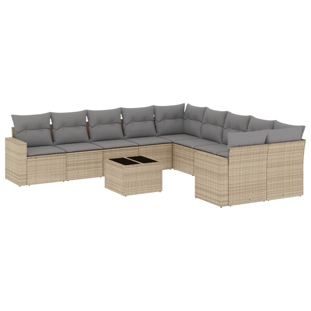 11 részes bézs polyrattan kerti ülőgarnitúra párnákkal (3219509)