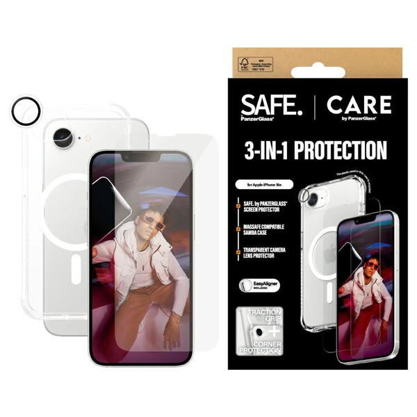 Protective Kit CARE by PanzerGlass Fashion 3-in-1 tok+üveg+lencse iPhone 16e/17e készülékhez