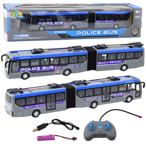 Rendőrségi Csuklós Busz Távirányítású RC Szürke 1_32