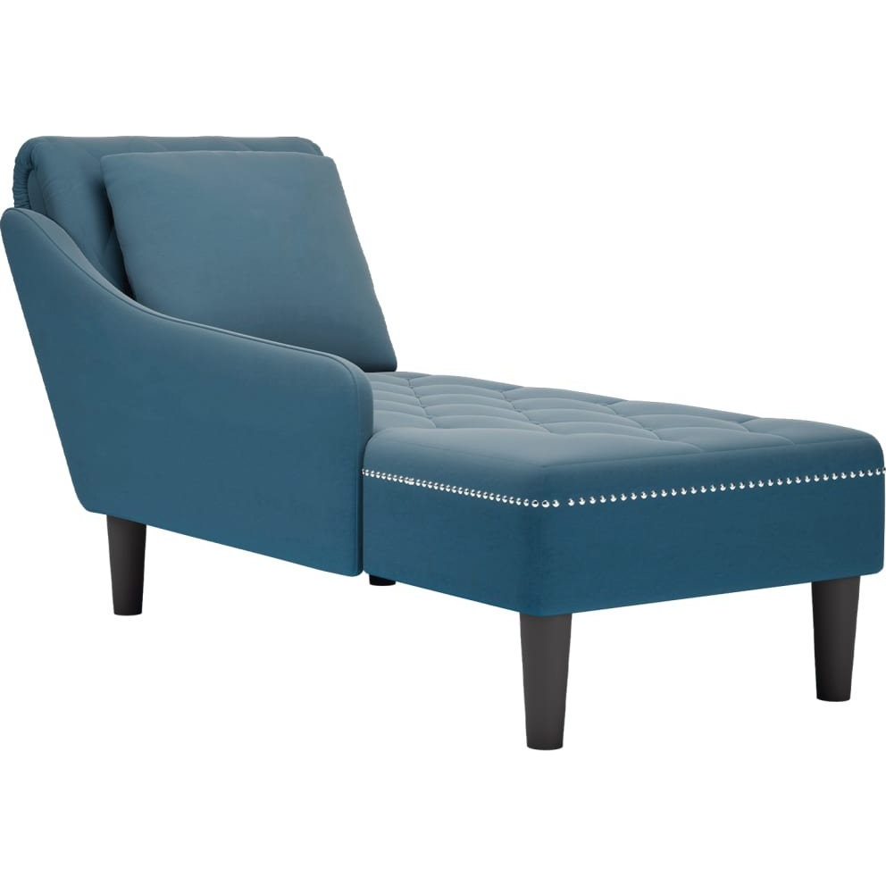 kék bársony dívány párnával és jobb kartámasszal (4009771 VidaXL)