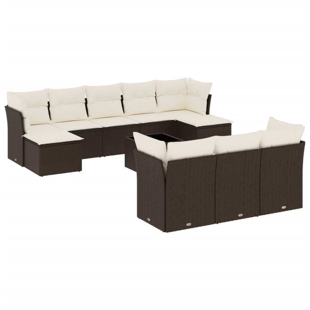 11 részes barna polyrattan kerti ülőgarnitúra párnákkal (3250182)
