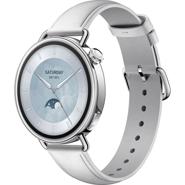 Xiaomi Watch S4 41 мм кожена каишка бял смарт часовник