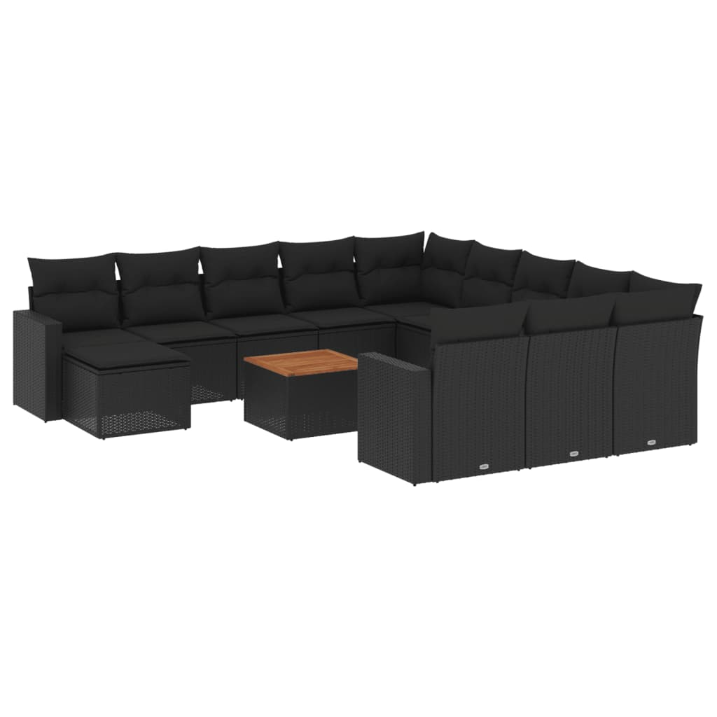 13 részes fekete polyrattan kerti ülőgarnitúra párnákkal (3256755)