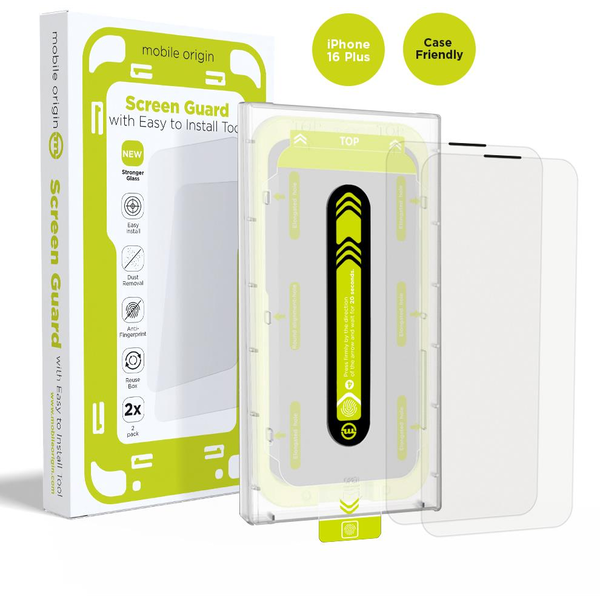 Mobile Origin Screen Guard With Easy Applicator 2 Pack iPhone 16 Plus üvegfólia