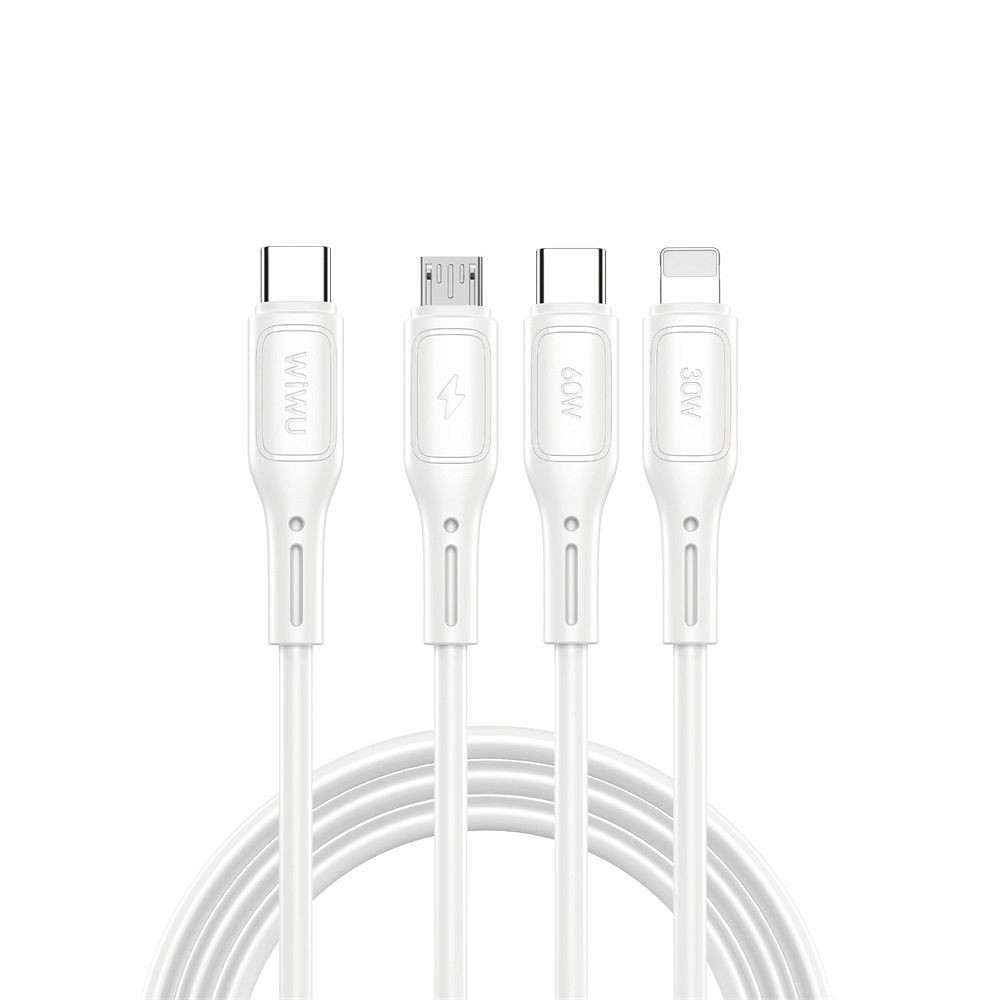 Wiwu Starlink Series 3in1 USB-C USB-C / Lightning / microUSB kábel, 60W, 1m, fehér (Wi-046E) (Wi-046E)