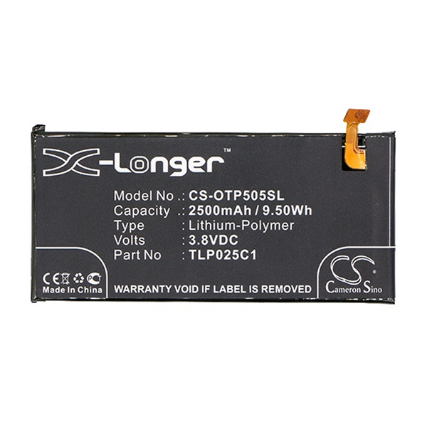 Cameron Sino Li-Polymer akku (3.8V/2500mAh, Alcatel TLP025C1 kompatibilis) FEKETE Alcatel Pop 4 plus (OT-5056) (CS-OTP505SL)