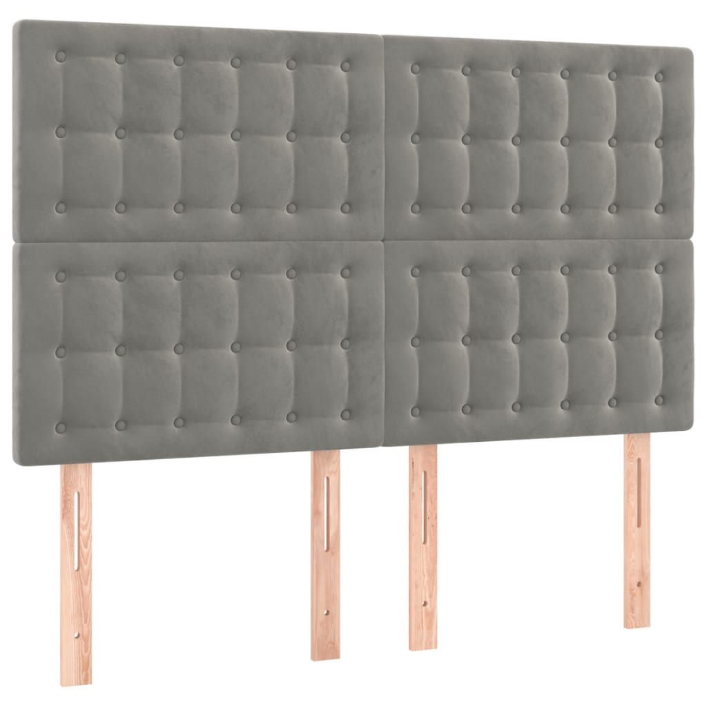 4 db világosszürke bársony fejtámla 72 x 5 x 78/88 cm (3116814)