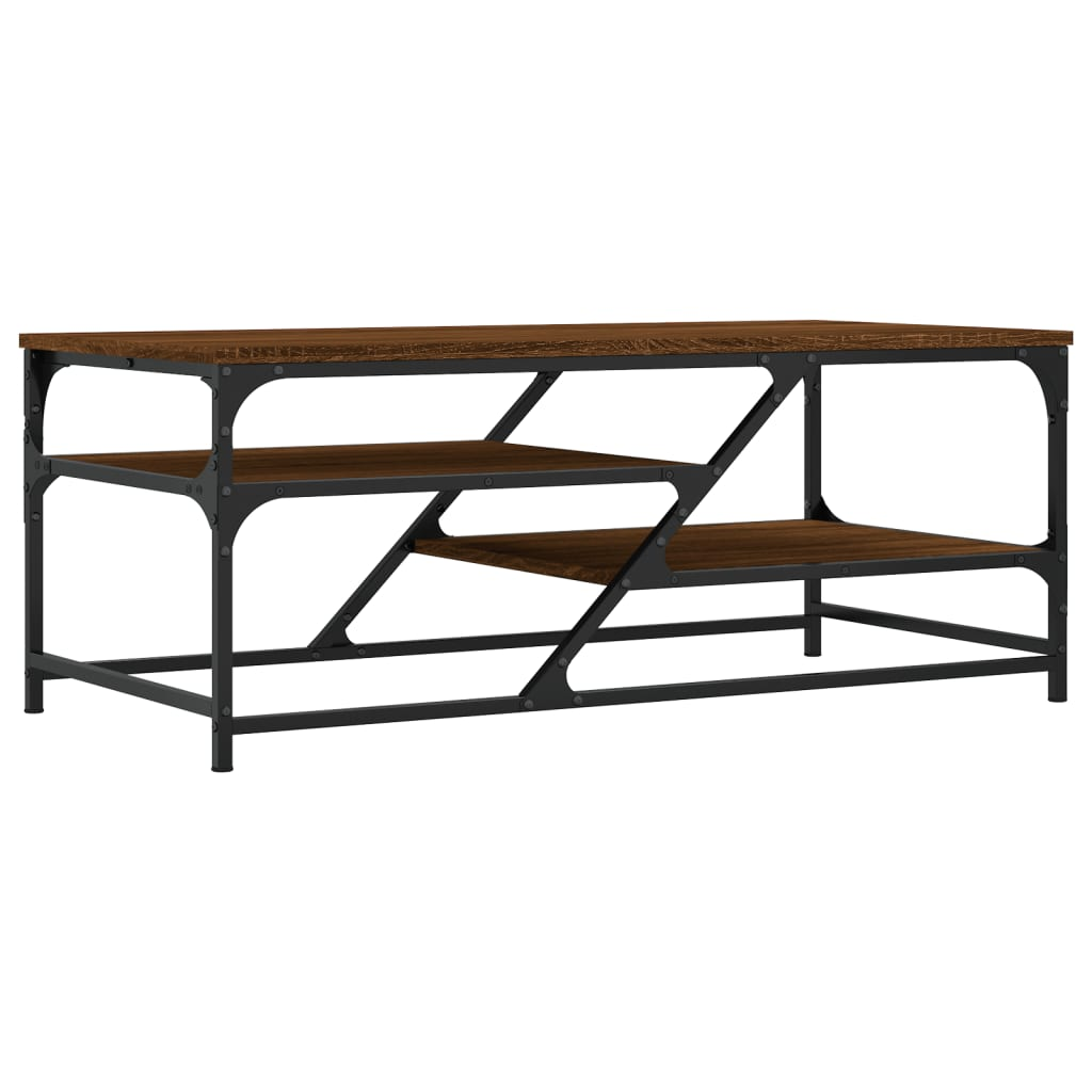 barna tölgyszínű szerelt fa dohányzóasztal 100 x 49 x 40 cm (835348)