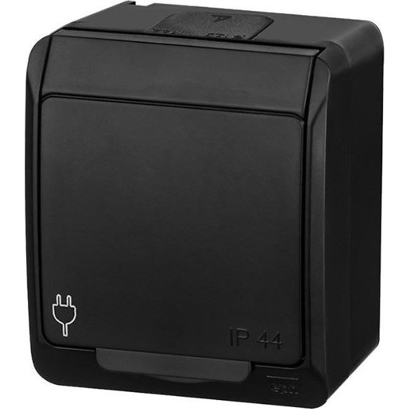  Elektro-Plast HERMES IP44 gniazdo natynkowe pojedyncze z uziemieniem 2P+Z czarne 0321-09