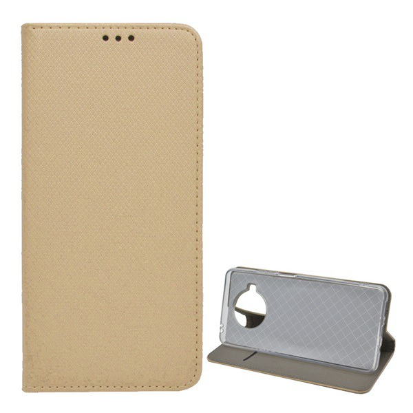 Tok álló, bőr hatású (FLIP, oldalra nyíló, asztali tartó funkció, rombusz minta) ARANY [Xiaomi Mi 10T Lite 5G]