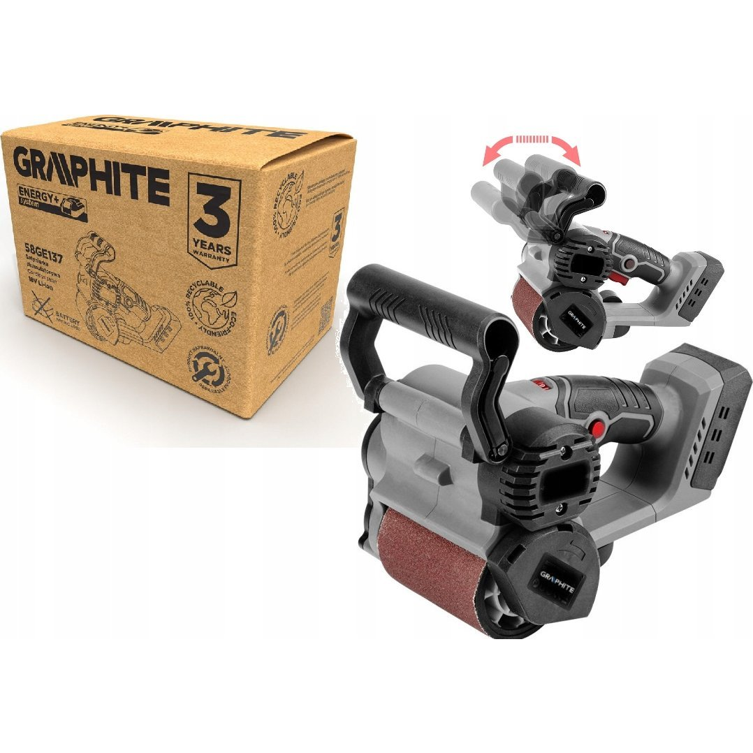 GRAPHITE 58GE137 Akkus Szénkefementes Hengeres Síkcsiszológép, Energy+, 18V (58GE137)