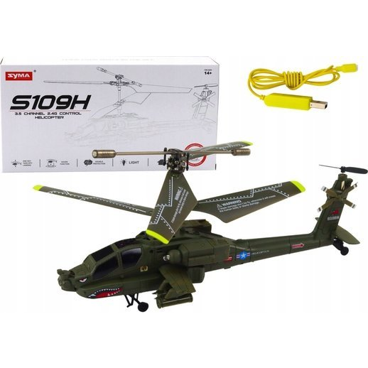 Военен хеликоптер Апачи с дистанционно управление R/C Syma S109H каки