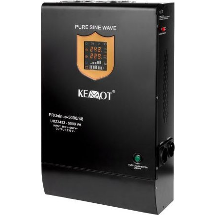 Kemot UPS Prosinus-5000/48 Tiszta Szinusz Hullámú Inverter 48V 230V 5000VA/3500W Töltési Funkcióval - Falra Szerelve (URZ3433)