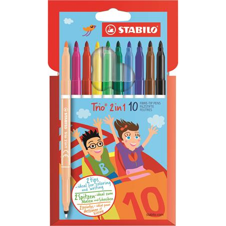 Stabilo Trio 2 in 1 0.5mm Kétvégű filctoll készlet 10 szín (222/10-01)