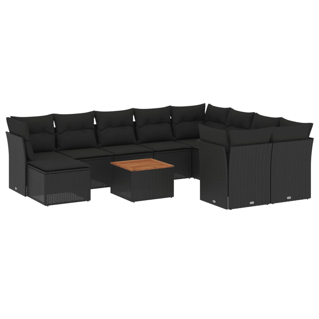 11 részes fekete polyrattan kerti ülőgarnitúra párnákkal (3223969)
