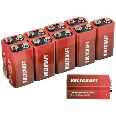 VOLTCRAFT 9V-os alkáli mangán elemkészlet 550 mAh 9 V 10 db, 6LR61 (VC-12629385) (VC-12629385)
