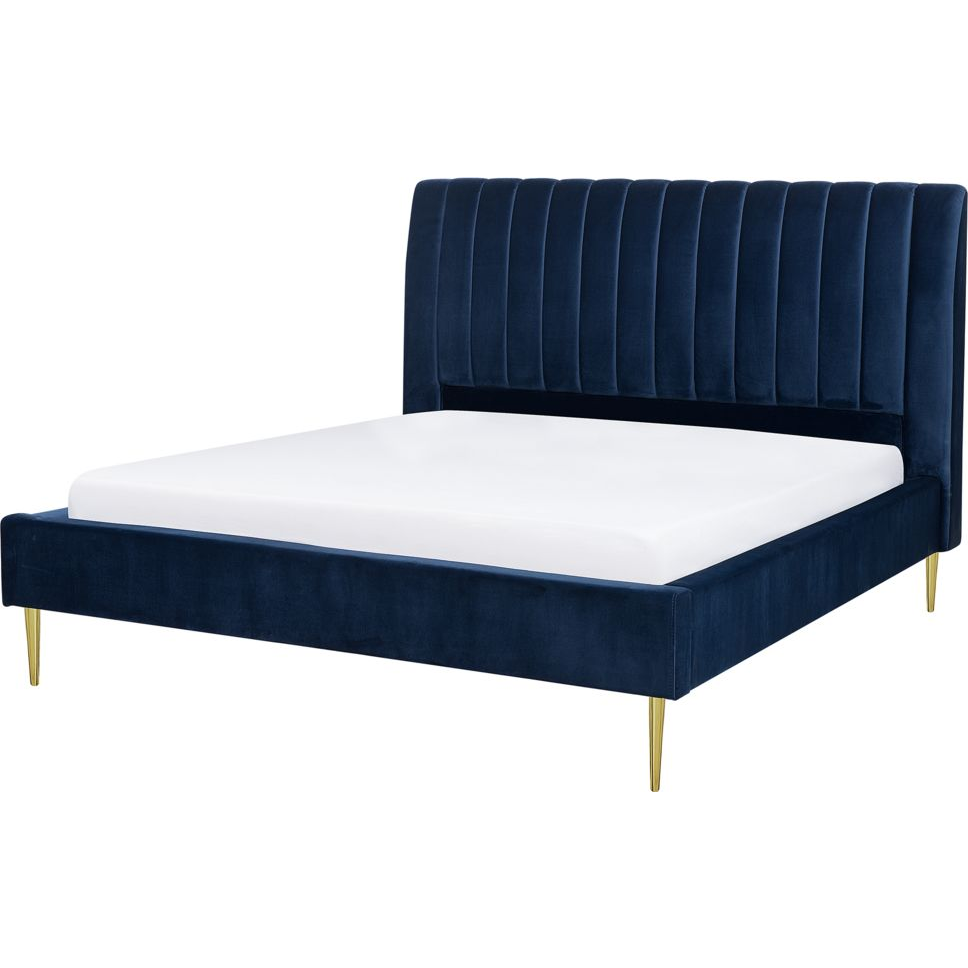 Cama De Terciopelo Azul 180 X 200 Cm Marville