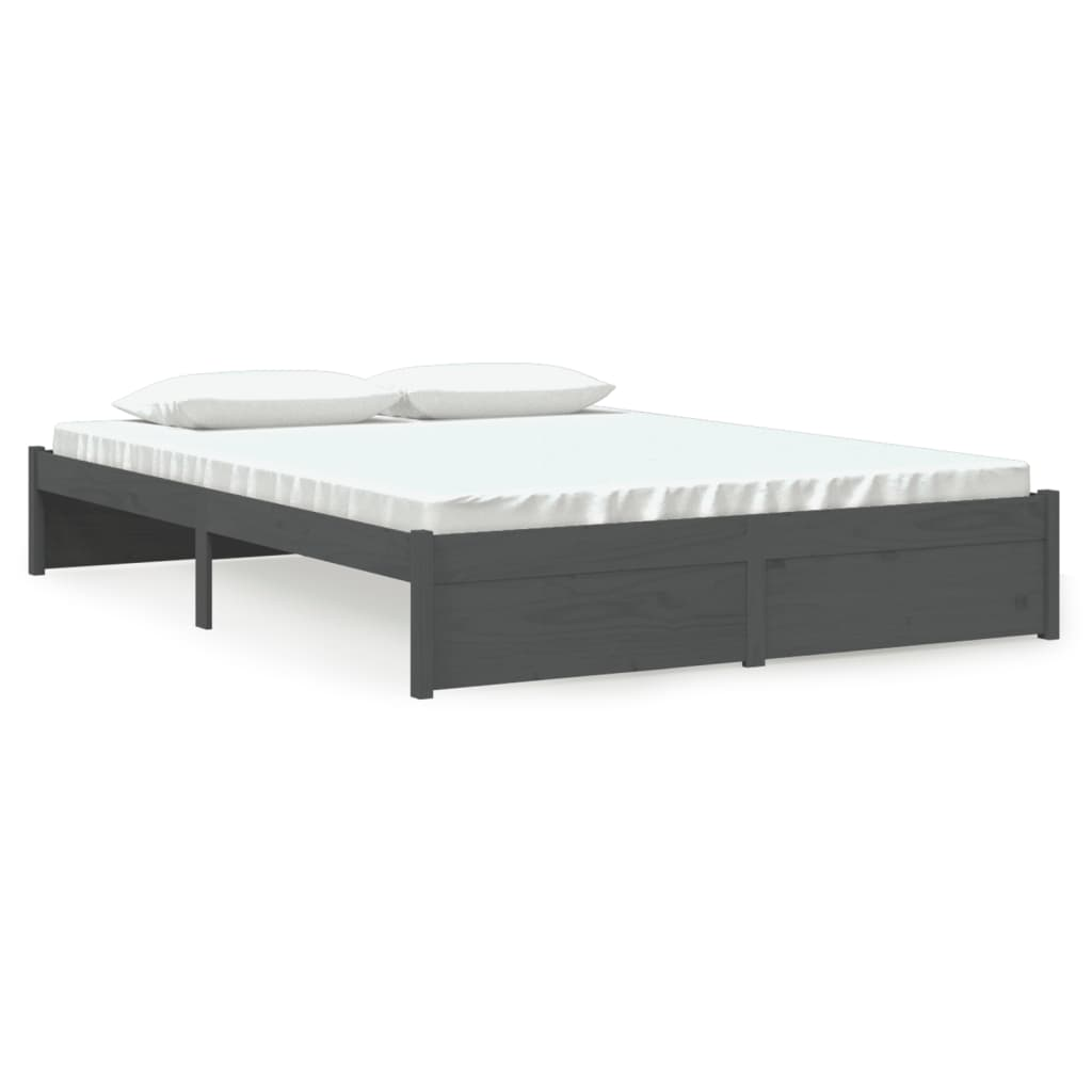 szürke tömör fa ágykeret 150x200 cm (5FT King Size) (814956)