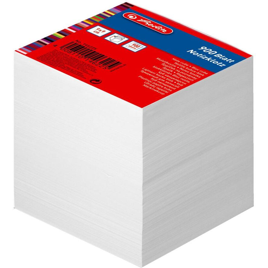 Herlitz Notizklotz 9x9x9cm 900Bl. weiß geleimt (146225) (146225)