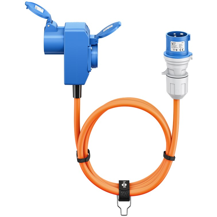 Goobay 76232 Type-E/F - CEE Kemping Adapterkábel 1.5m - Narancssárga (76232)