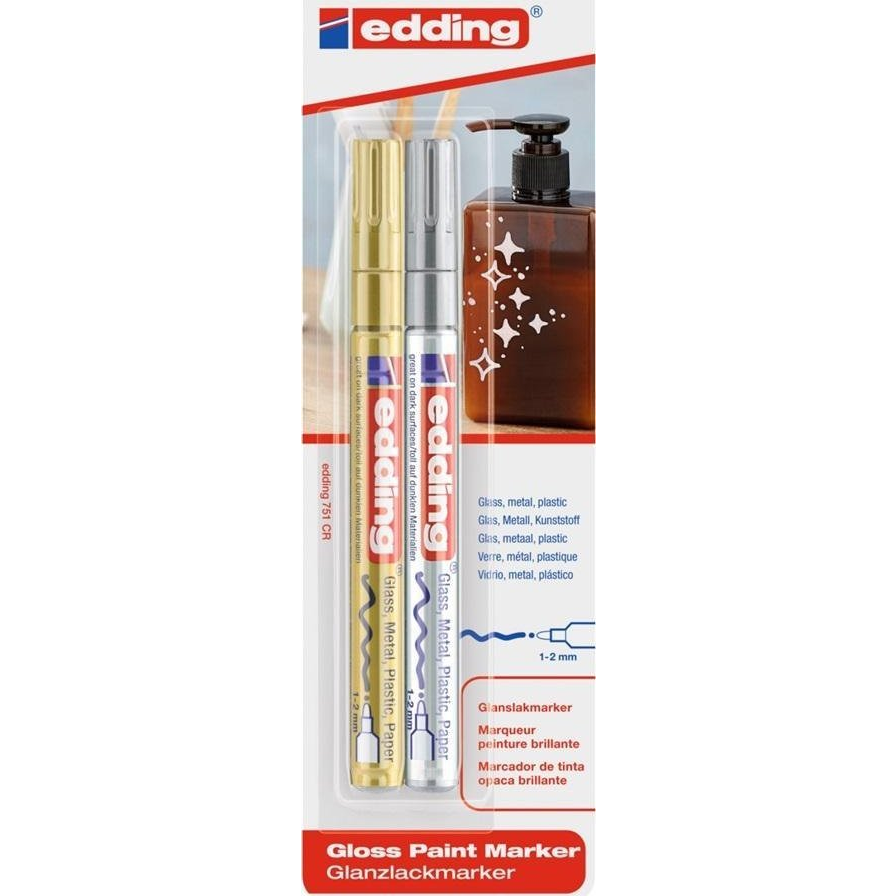 Edding 751 4-751-2-1-53-54 Lakk jelölő Arany, Ezüst 1 mm, 2 mm (4004764793679)