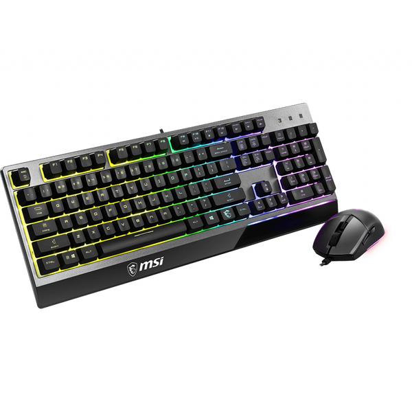 Комплект клавиатура с мишка MSI VIGOR GK30 COMBO, RGB, механична, гейминг, Clutch GM11, IT Layout, 6 зонов, RGB осветление ната, двузонов, RGB осветление на мишката, 5000 DPI, оптичен сензор