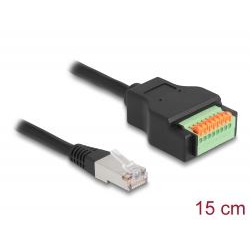 Delock RJ45 kábel Cat.5e apa - terminal block adapter lenyomó gombbal 15cm (66063) (delock66063)